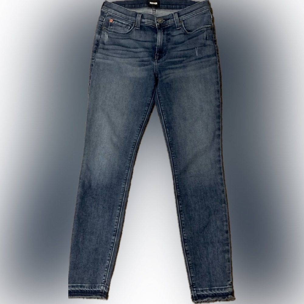 Hudson Natalie 27 R 4 super skinny blue denim jeans Women’s fringed hems - Picture 2 of 14